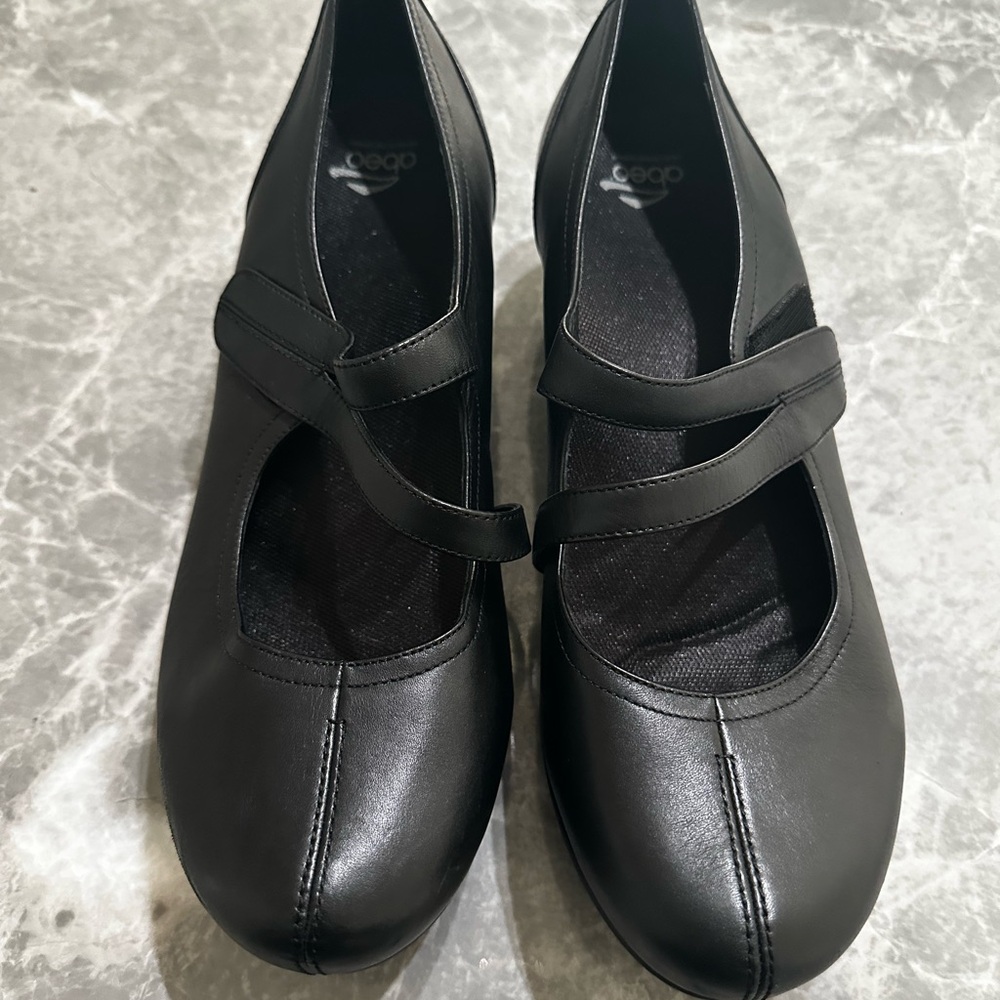 ABEO Black Leather Mary Jane Wedge Shoes Women's Size 11